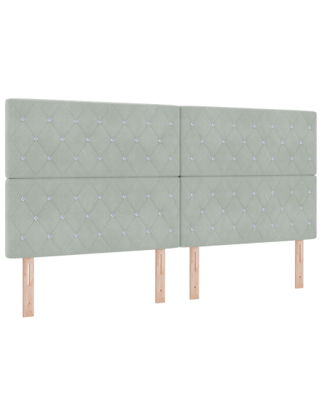 Letto a molle con materasso Grigio chiaro 200 x 200 cm Velluto