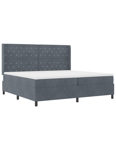 Letto a Molle con Materasso Grigio Scuro 200x200 cm in Velluto