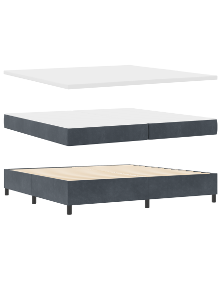 Letto a Molle con Materasso Grigio Scuro 200x200 cm in Velluto