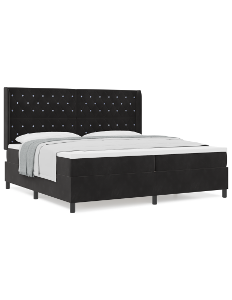 Letto Box Spring  con Materasso Nero 200x200 cm Velluto