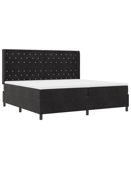 Letto Box Spring  con Materasso Nero 200x200 cm Velluto