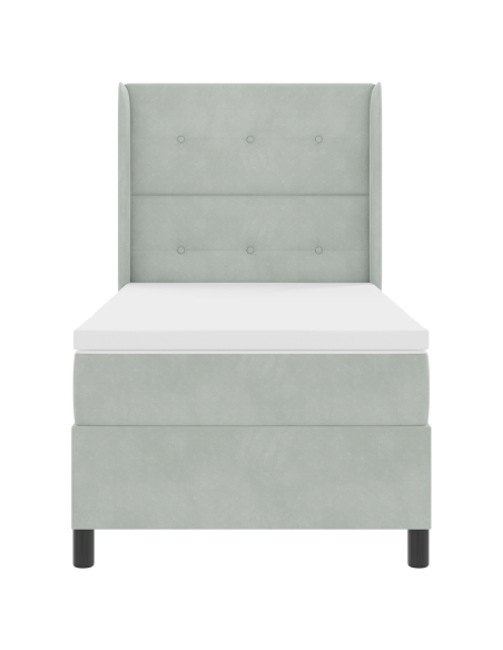 Letto Box Spring con Materasso Grigio Chiaro 80x200 cm Velluto