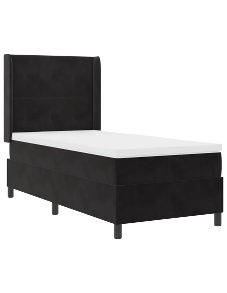 Letto Box Spring con Materasso Nero 80x200 cm in Velluto