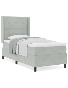 Letto a molle con materasso Grigio chiaro 90 x 190 cm Velluto 2