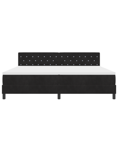Letto a Sorgente LED con materasso Nero 200 x 200 cm Velluto