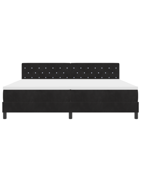 Letto a Sorgente LED con materasso Nero 200 x 200 cm Velluto