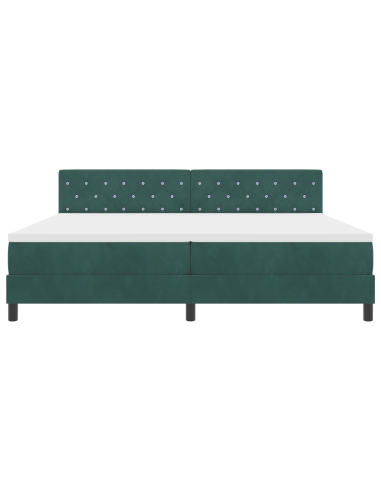 Letto a Sorgente LED con led Verde Scuro 200 x 200 cm Velluto