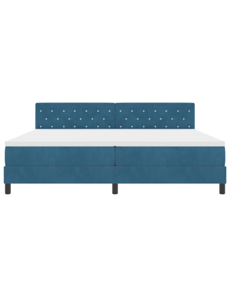 Letto Box Spring con Materasso e LED Blu Scuro 200x200 cm Velluto