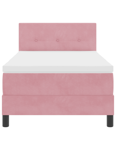 Letto Box Spring con Materasso e LED Rosa 80x200 cm Velluto