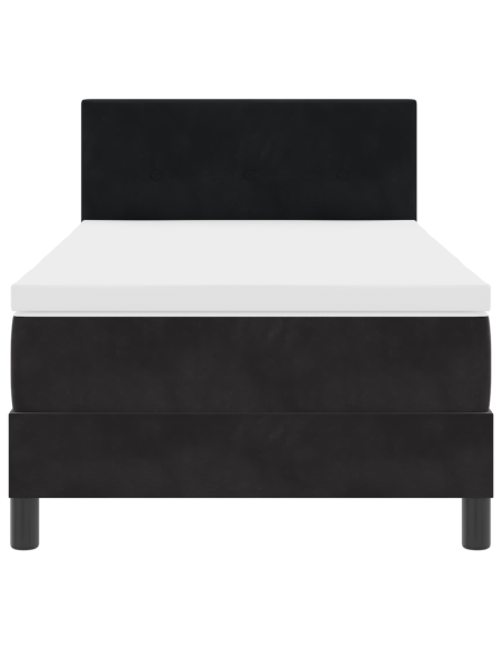 Letto a Sorgente LED con materasso Nero 90 x 190 cm Velluto