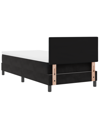 Letto a Sorgente LED con materasso Nero 90 x 200 cm Velluto