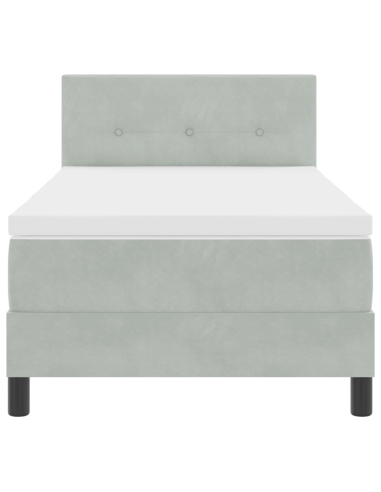 Letto a Sorgente LED con led Grigio chiaro 100 x 200 cm Velluto