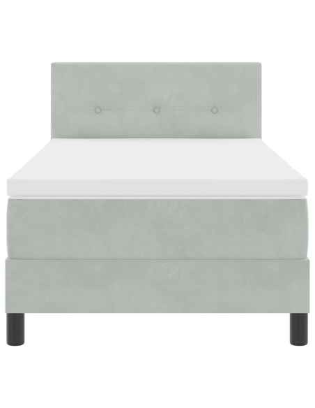 Letto Box Spring con Materasso e Luce LED Grigio Chiaro 100x200 cm in Velluto