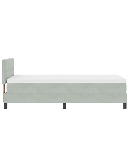 Letto Box Spring con Materasso e Luce LED Grigio Chiaro 100x200 cm in Velluto