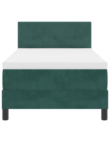 Letto Box Spring con Materasso & LED Verde Scuro 100x200 cm in Velluto