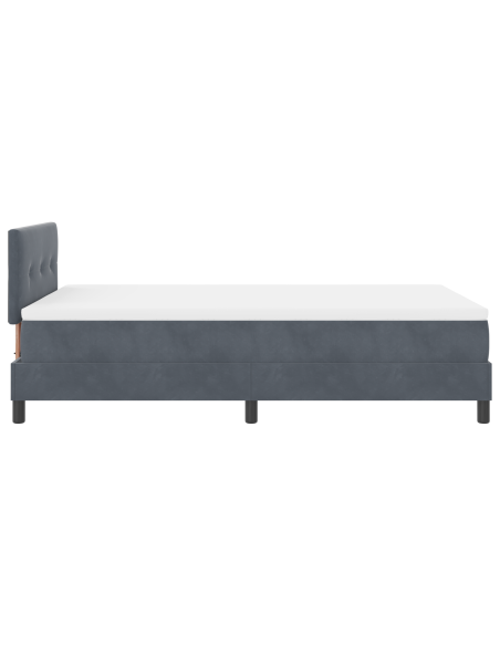 Letto con box spring e materasso Grigio Scuro 120x190 cm Velluto