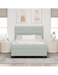 Letto a Sorgente LED Grigio chiaro 140 x 190 cm Tessuto