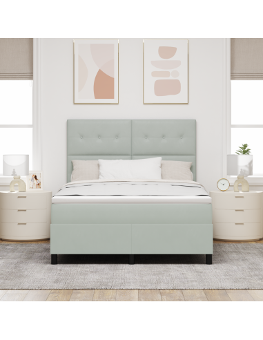 Letto a Sorgente LED Grigio chiaro 140 x 200 cm Tessuto