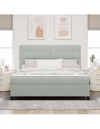 Letto a Sorgente LED Grigio chiaro 180 x 200 cm Tessuto