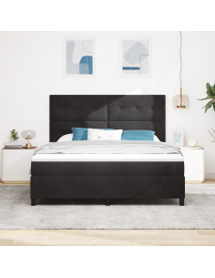 Letto a Sorgente LED con materasso Nero 180 x 200 cm Tessuto