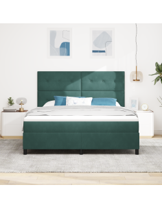 Letto a Sorgente LED Verde Scuro 180 x 200 cm Tessuto