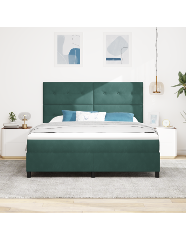 Letto a Sorgente LED Verde Scuro 180 x 200 cm Tessuto