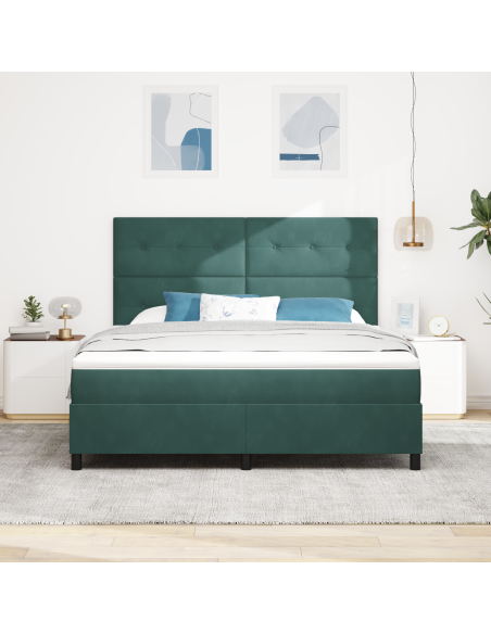Letto a Terra  con Materasso e LED Verde Scuro 180x200 cm Velluto