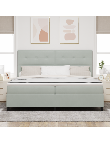 Letto a Sorgente LED Grigio chiaro 200 x 200 cm Tessuto