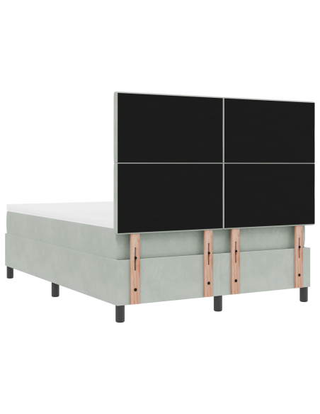 Letto Box Spring con Materasso e Luce LED Grigio Chiaro 140x190 cm Velluto