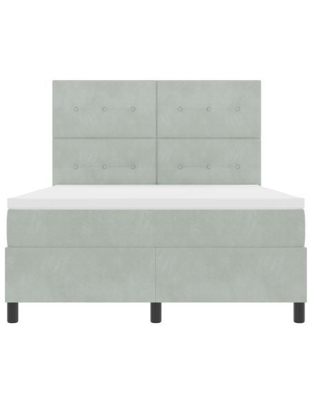 Letto Box Spring con Materasso e Luce LED Grigio Chiaro 140x190 cm Velluto