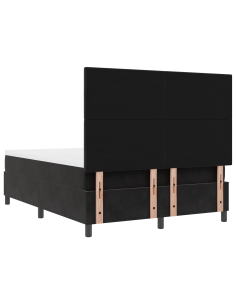 Letto a Sorgente LED con materasso Nero 140 x 190 cm Tessuto 2