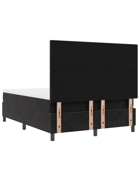 Letto a Sorgente LED con materasso Nero 140 x 190 cm Tessuto