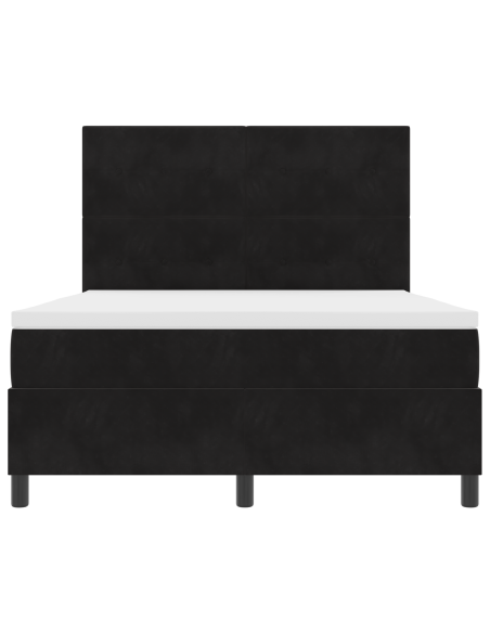 Letto a Sorgente LED con materasso Nero 140 x 190 cm Tessuto