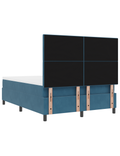Letto a Sorgente LED Blu Scuro 140 x 190 cm Tessuto 2