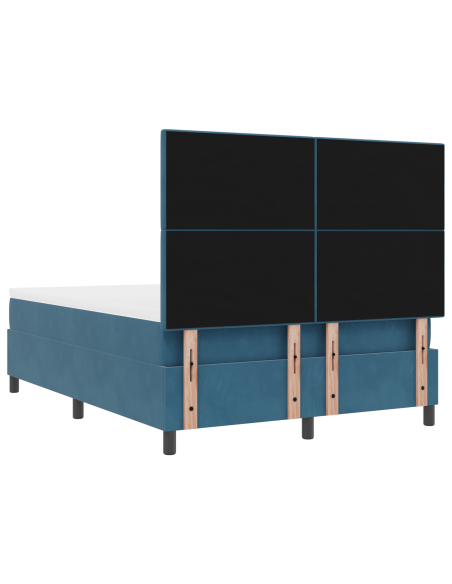Letto a Molletta con Materasso e LED Blu Scuro 140x190 cm in Velluto