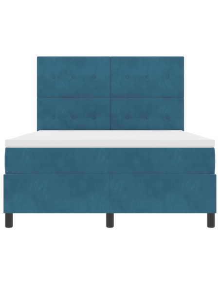 Letto a Molletta con Materasso e LED Blu Scuro 140x190 cm in Velluto