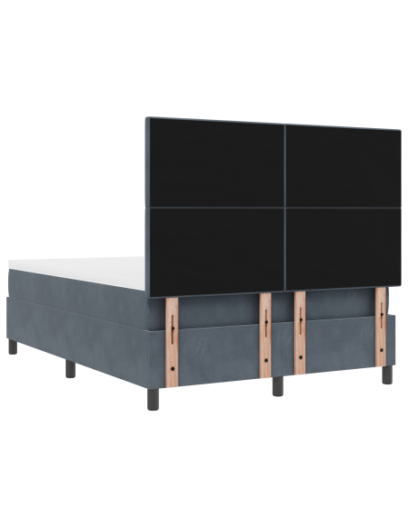 Letto con Box Spring e Materasso & LED Grigio Scuro 140x200 cm Velluto