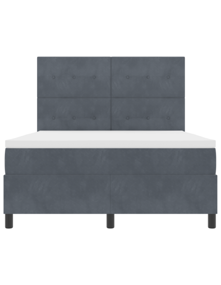 Letto con Box Spring e Materasso & LED Grigio Scuro 140x200 cm Velluto