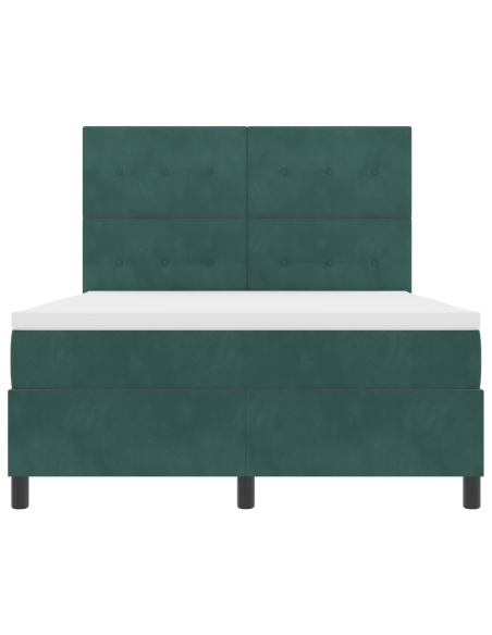 Letto a Box Spring con Materasso & LED Verde Scuro 140x200 cm Velluto