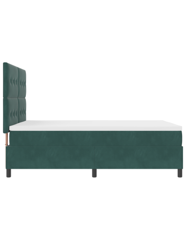 Letto a Sorgente LED Verde Scuro 140 x 200 cm Tessuto