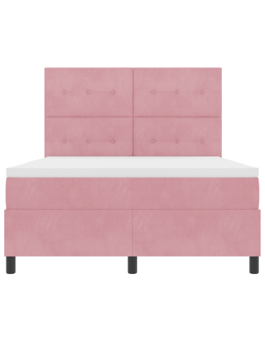 Letto a Sorgente LED con materasso Rosa 140 x 200 cm Tessuto