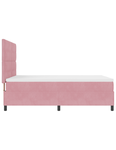Letto a Sorgente LED con materasso Rosa 140 x 200 cm Tessuto