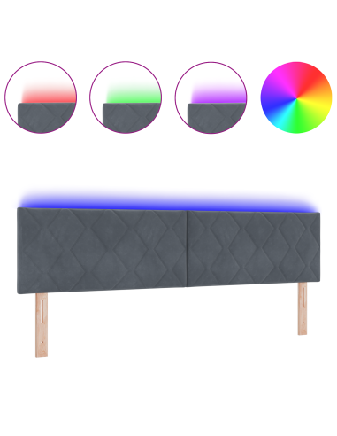 Testiera LED Grigio scuro 180 cm Pelle Sintetica