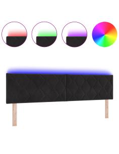 Testiera LED Nero 180 cm Pelle Sintetica 2