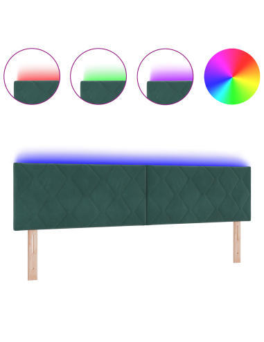 Testiera LED Verde Scuro 180 cm Pelle Sintetica