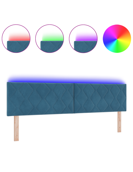 Testata LED Design a Blocchi di Diamante Blu Scuro 180 cm Velluto