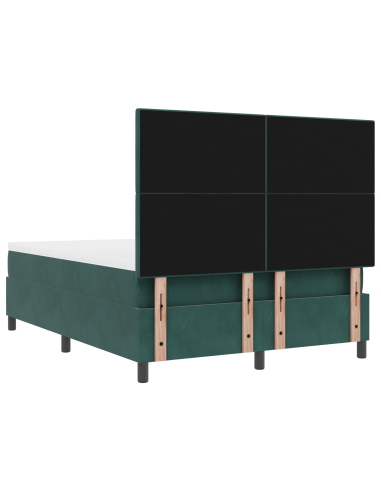 Letto a Sorgente LED Verde Scuro 160 x 200 cm Tessuto