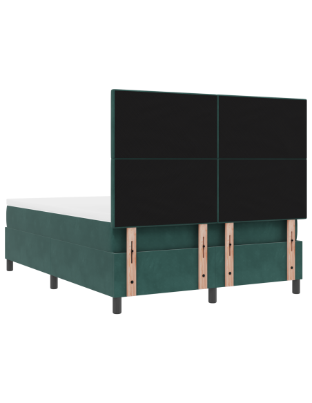 Letto Box Spring con Materasso e LED Verde Scuro 160x200 cm Velluto