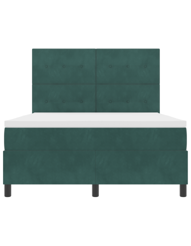 Letto a Sorgente LED Verde Scuro 160 x 200 cm Tessuto