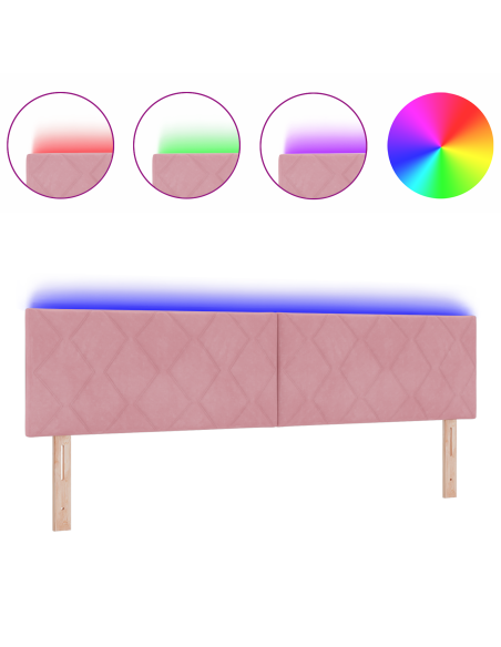 Testiera LED Design Blocchi di Diamante Rosa 180 cm Velluto